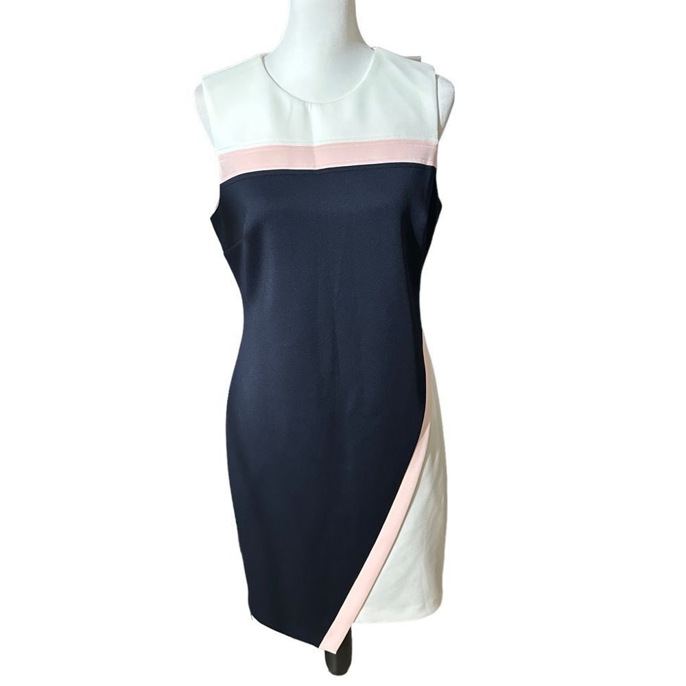 Tommy Hilfiger Sleeveless Pink and Navy Blue Dress Size 10